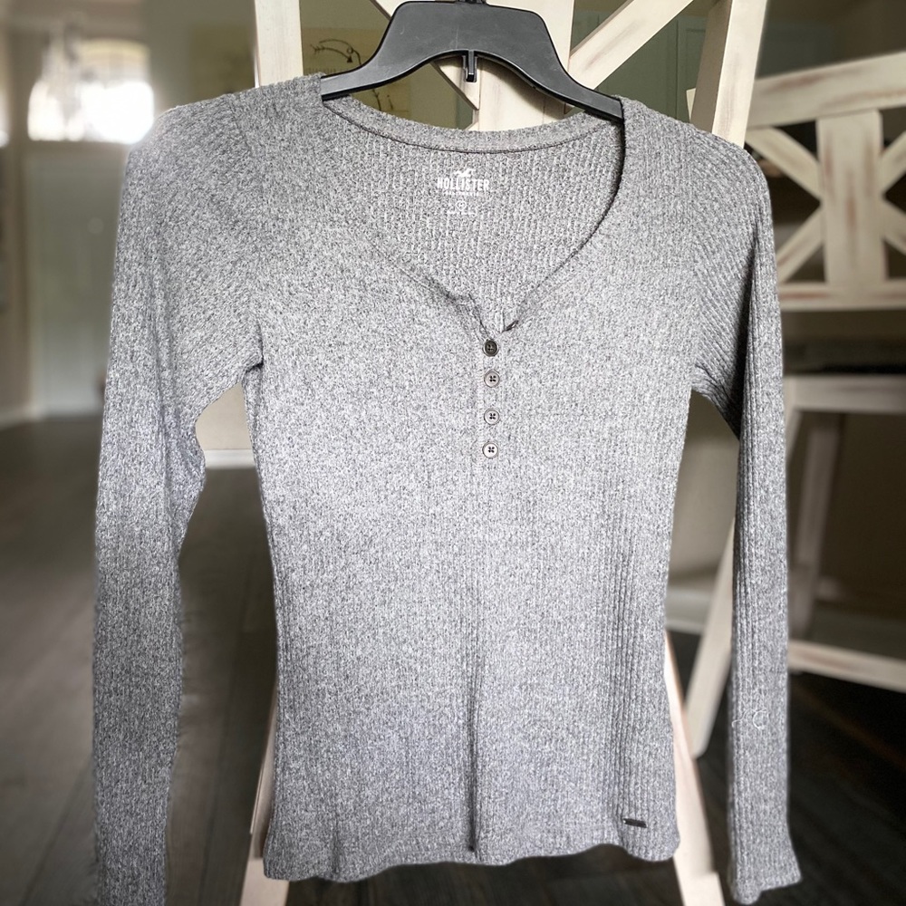 Long Sleeve Tight Button Hollister Top